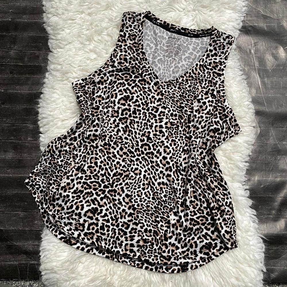JOYSPUN LEOPARD PRINT SOFT PAJAMA V NECK TANK TOP SLEEVELESS BASIC GRUNGE